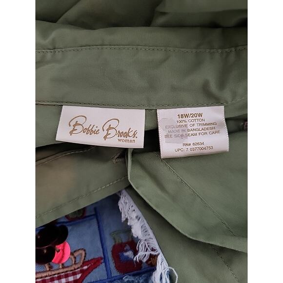 Apple Picking Fall Harvest Shirt 18W-20W Green Embroidered Sequin Button Front - Picture 10 of 12